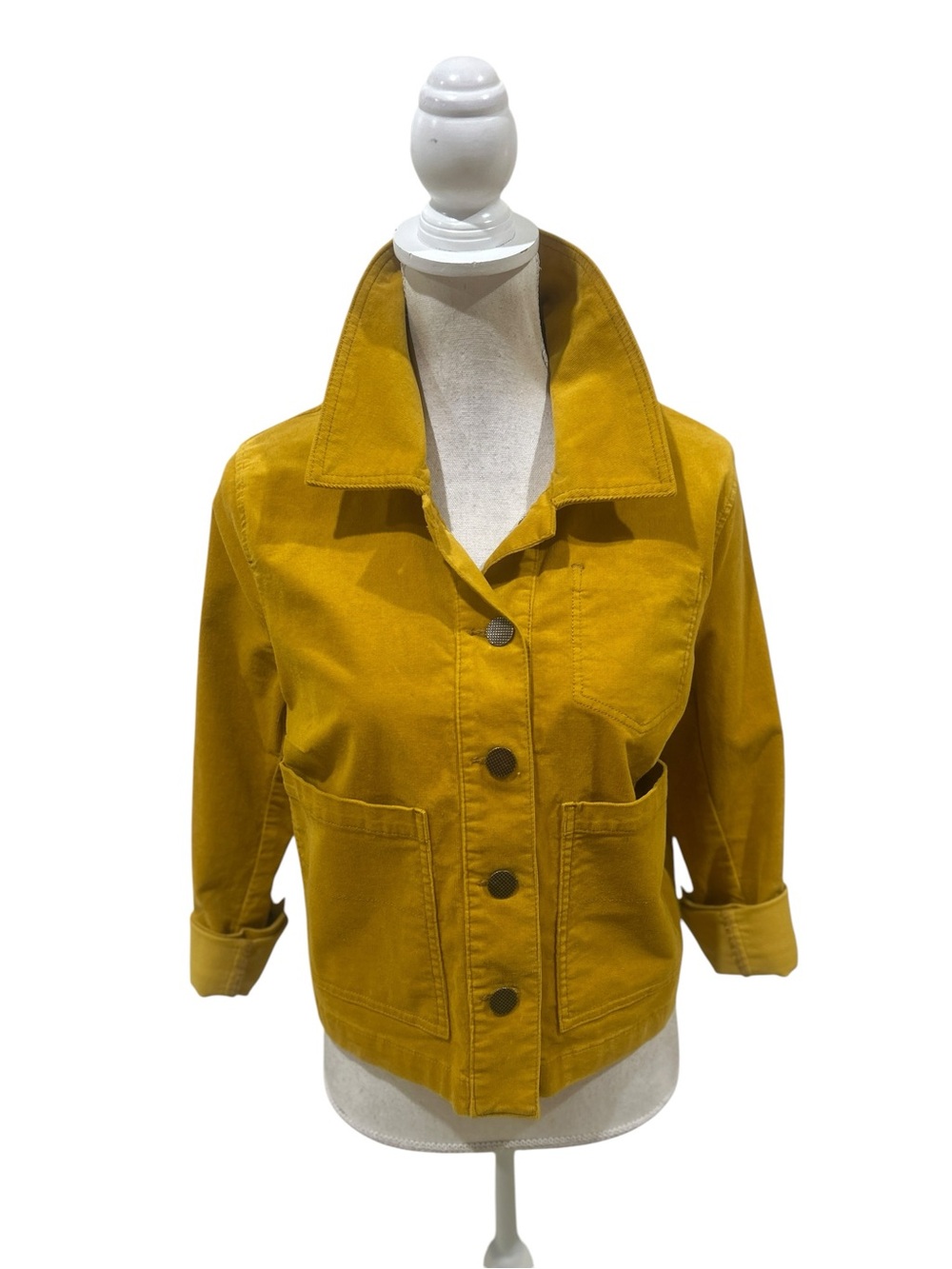 Nwot cabi corduroy Mustard Yellow Jacket patch Pocket size small